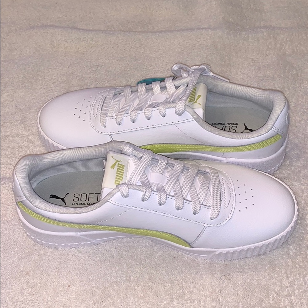 NWT PUMA Carina White w/Sunny Lime Sneakers